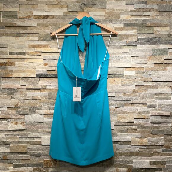 Amanda Uprichard L Halter Mezcal Mini Dress | Marina Blue, NWT, Adjustable Neck - Picture 9 of 9